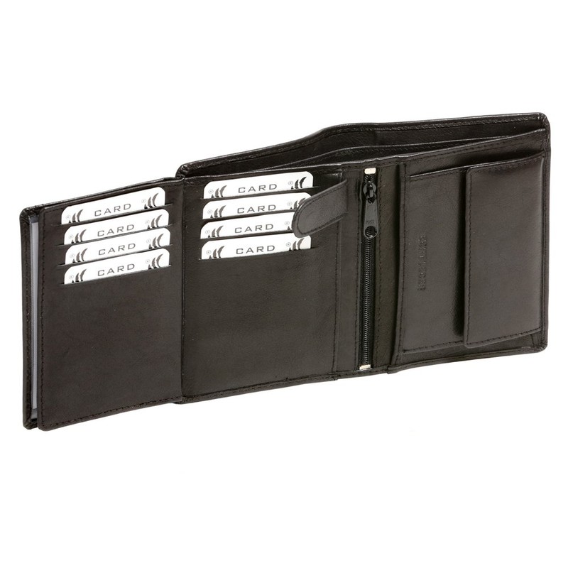 Men's and Women's wallet vertical format LEAS, Genuine Leather, black