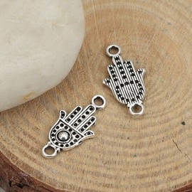 Moments of Beauty 5 Hamsa Hand Connector Charms Antiqued Silver Religious Charms Jewelry Making