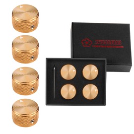 XIYANGJUAN 4pcs Gold Guitar knobs Aluminum Volume Tone Control Metal Potentiometer knob for Fender ST Tele Les Paul Guitar Accessories (Gold)