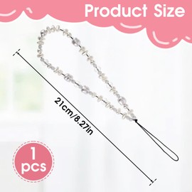 salbsever Salbsever Pearl Phone Wrist Strap Lanyard, Beaded Charm Bracelet, Cute Camera Accessory, Handmade Keychain Anti-Lost for Women