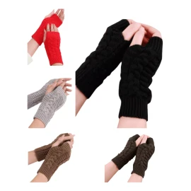 Patry Paquete 5 Guantes Sin Dedos Invierno Frío Navidad Lana