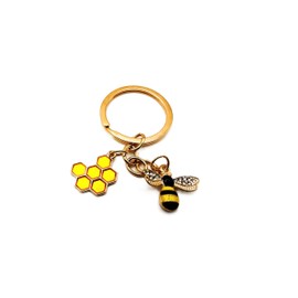 Bee Shape Rhinestone Yellow Keychain Family Cute Animal Colorful Bag Key Chain Keyring Ornament Bag Purse Charm Accessories
