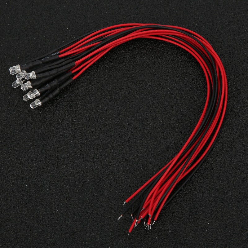 50Pcs LED Lights Emitting Diodes Pre Wired Prewired Round Head