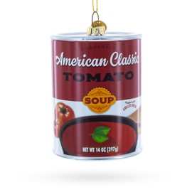 Tomato Soup Can Blown Glass Christmas Ornament