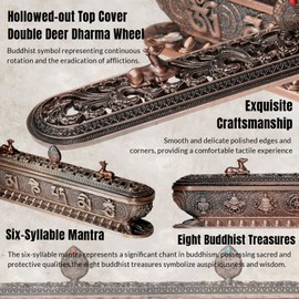 Soporte de incienso para palos, quemador de incienso con recogedor de cenizas, soporte de incienso para yoga, meditación, decoración del hogar, oficina, color rojo bronce