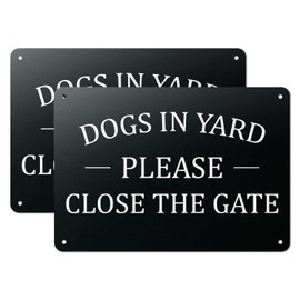 101SignCity 10" x 7" Aluminum Caution Yard Sign for Homes, Private Properties - "Dogs In Yard: Please Close The Gate" - 2 Pack