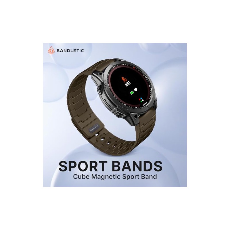 Bandletic Magnetic Silicone Watchband Compatible with Garmin 22mm Quick fit