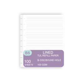 9 Disc Pre-Punched Happy Planner Inserts, Discbound Lined Refills Paper, 100 Sheets (200 Pages), Loose Leaf, White, Classic Size, 7 x 9.25 Inch