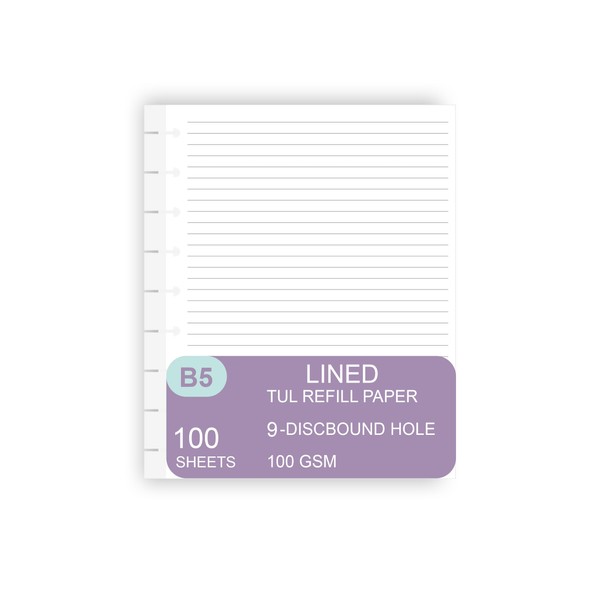 9 Disc Pre-Punched Happy Planner Inserts, Discbound Lined Refills Paper,