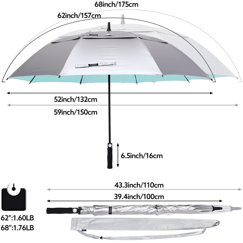 G4Free 54 Inch UV Protection Golf Umbrella Auto Open Vented