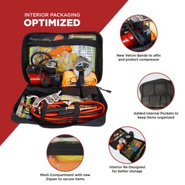 BLIKZONE - Car Emergency Kit for Vehicles Road Trip, with All The Essentials for Emergency car kit for Women as Tire Repair Kit, Jumper Cables, Digital Air Compressor and More car Safety Accessories