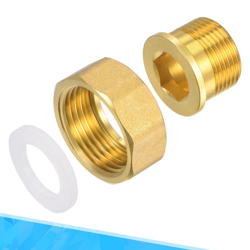 sourcing map Brass Pipe Fitting Water Meter Coupling G1 Female