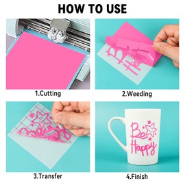 Lya Vinyl Hot Pink Permanent Vinyl for Cricut - 12" x 8 FT Hot Pink Adhesive Vinyl Roll for Cricut, Silhouette, Cameo Cutters, Signs, Scrapbooking, Craft Decal (Glossy Hot Pink)