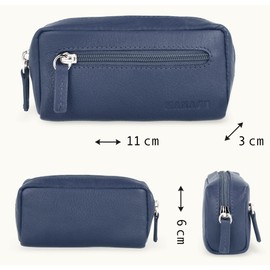 MANAGE XXL Leather Key Bag with Coin Compartment for Men and Women - Genuine Leather Key Case - Large Choice of Colours, blue