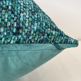 HERAYLI Premium Series Classic Tweed Throw Pillow Cover, Luxurious Chenille Front & Dutch Velvet Back Cushion Case for Home Décor, Covers Only, Dusty Olive, 18x18 Inch