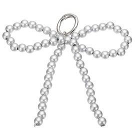 PATIKIL Pearl Bow Keychain, Keychain Accessories with Round buckle Keyring Clip Charm for Women Bags Backpack Phone Decoration, Silver/Grey