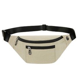 Riñonera para hombres y mujeres, a la moda, impermeable, con cinturón ajustable, bolsa de riñonera casual para viajes, deportes, correr, etc. (2-Beige)