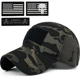 Masktide Multicam-bw Baseball Cap for Men with American Flag, Fitted Camo Hat for Outdoor Enthusiasts