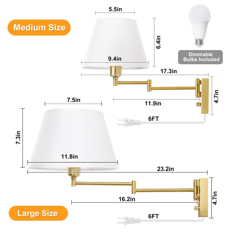 TRLIFE Remote Control Dimmable Wall Sconce, Adjustable Color Temperature 2700K-6500K