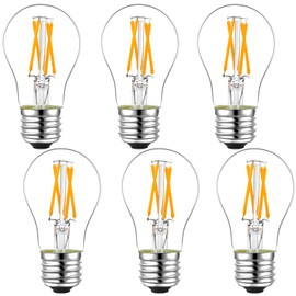 LiteHistory LiteHistory Dimmable E26 led Bulb 6W Equal 60 watt Vintage LED Edison Bulb AC120V 2700K A15 LED Bulb for Ceiling Fan Light Bulbs,Appliance Bulb and Refrigerator Light Bulb 600LM Clear Medium 6Pack