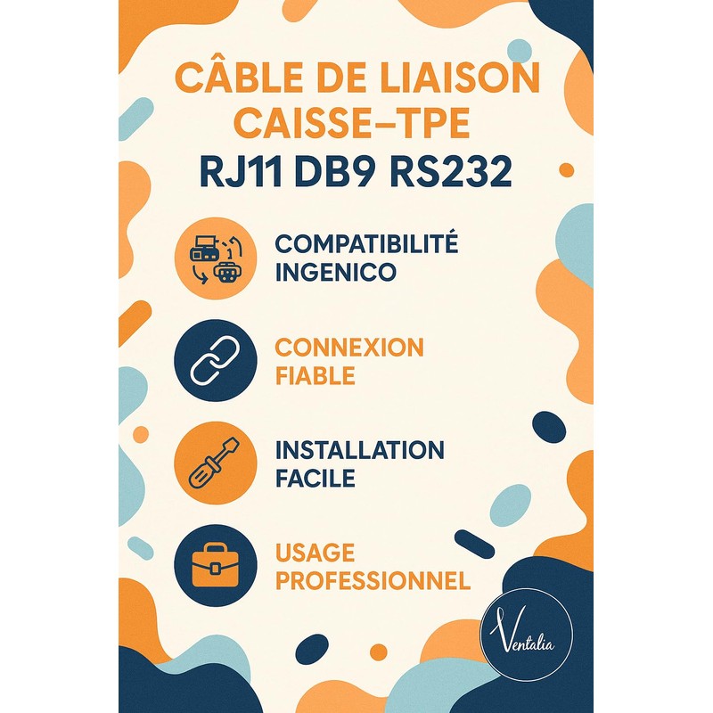 RJ11 DB9, RS232 cash connection cable between an Ingenico payment