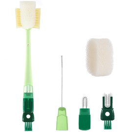 Gaodeding Bottle Cleaning Brush - Five cleaning modes, 5 in 1 multifunctional water bottle brush for baby bottles, water bottles, stemware, teapots, glasses (green, 37cm)