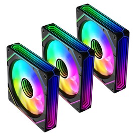 TZMRIT Prism 6PRO RGB PC Fan 120 mm Pack of 3 [Three Infinite Mirrors on the Side] [1600±10% RPM] 5V3PIN ARGB and 12V4PIN PWM Fan Black