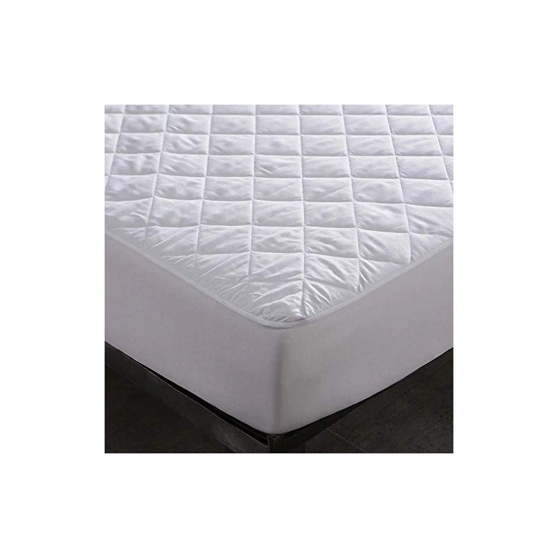 Poly-Cotton Quilted Mattress Protectors 30cm Deep Fitted Skirt Non-Noisy Hotel