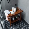 Forevich Bamboo Shower Bench Stool with Storage Shelf Waterproof Shower