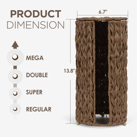 ROSOS Toilet Paper Storage with Lid, Toilet Paper Basket for Storage, Waterproof Toilet Tissue Holder for Bathroom, Freestanding Toilet Paper Storage Basket for 3 Rolls, Brown