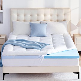 BDEUS Dual Layer 3 Inch Memory Foam Mattress Topper Queen Size