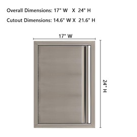 Outdoor Kitchen Doors, 17" W x 24" H Stainless Steel Outdoor Kitchen Doors, Flush Mount BBQ Access Door with Handle for Outdoor Kitchen, BBQ Island, Grilling Station