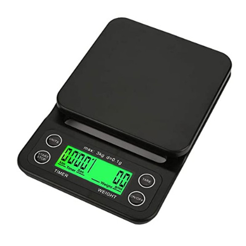 Kitchen Scale 3kg Capacity 0.1g Accuracy Digital Display Timer for
