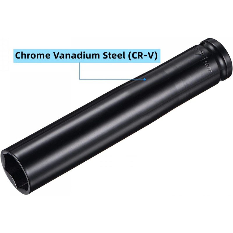 1/2" Drive by Deep Impact Socket, Heat-Treated CR-V Steel 6"
