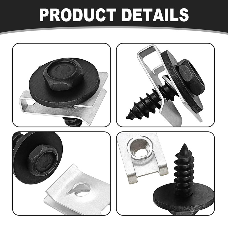 Icyhaws Fender Liner Screws and U Nuts Kit 10 Set
