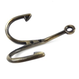 Vintage Fishing Wall Hook Metal Key Leash Towel Coat Hanger Antique Brass Nautical 5"