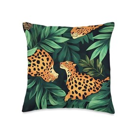 Christmas Green Bohemian Tropical Cheetah Print Kiss Pattern Throw Pillow