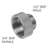 Waterberry Shower Hose Reducer Chrome Plated Metal Adapter 3/4" Female