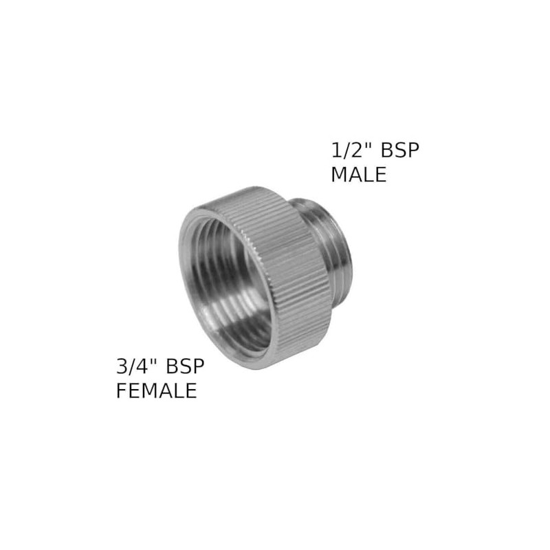 Waterberry Shower Hose Reducer Chrome Plated Metal Adapter 3/4" Female