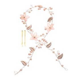 VICASKY Flower Leaf Hair Vine Headpiece for Weddings Floral Bridal Hairband Long Leaves for Brides Bridesmaids and Flower Girls in Wedding Ceremonies