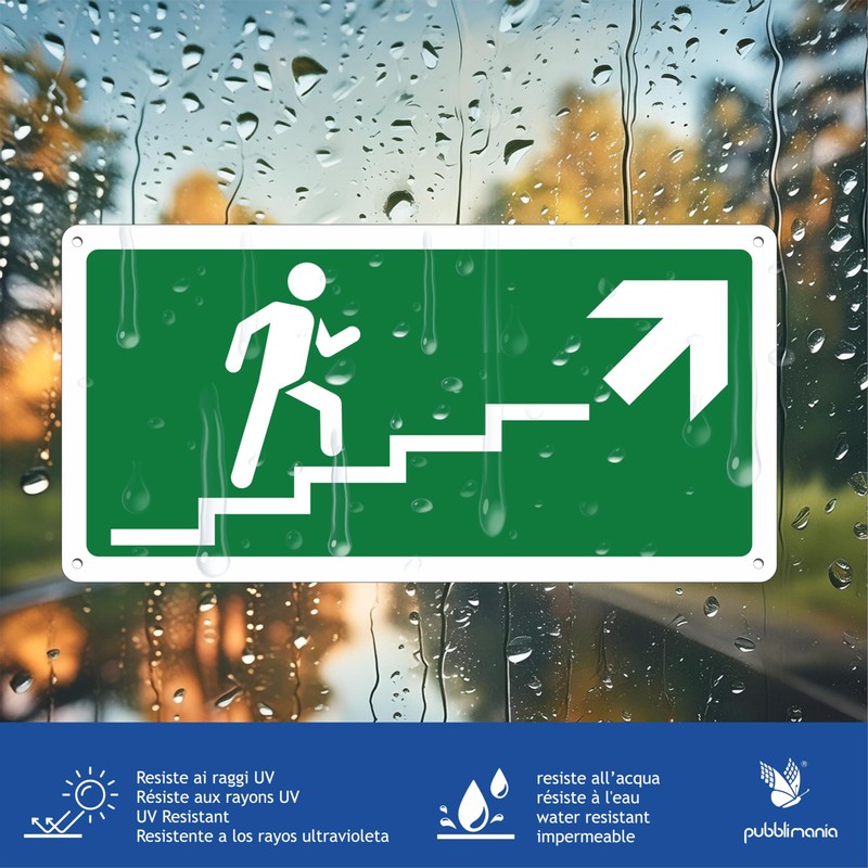 Pubblimania Staircase Ascent Right Emergency Exit | Aluminium Composite Sign