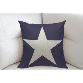 Mugod Blue Star Cushion Cover Throw Pillow Covers Abstrat Usa Star Design on The Blue Background Pillow Case for Men Women Decorative Home Sofa Chair Couch 45x45cm/18x18 Inch