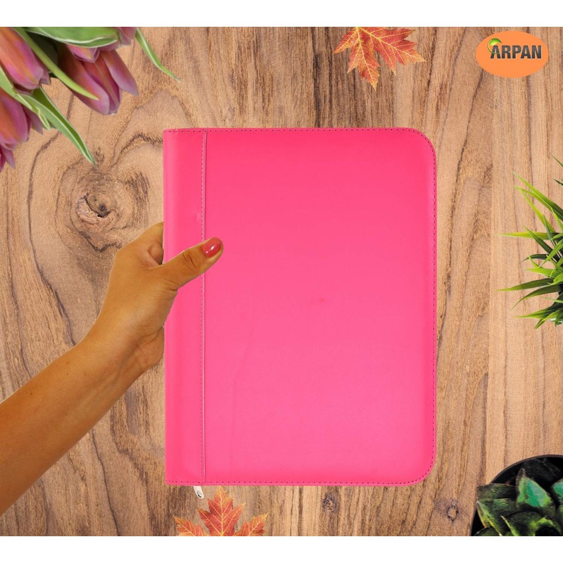 Arpan Pink Deluxe A4 Zipped Conference Folder with Calculator &