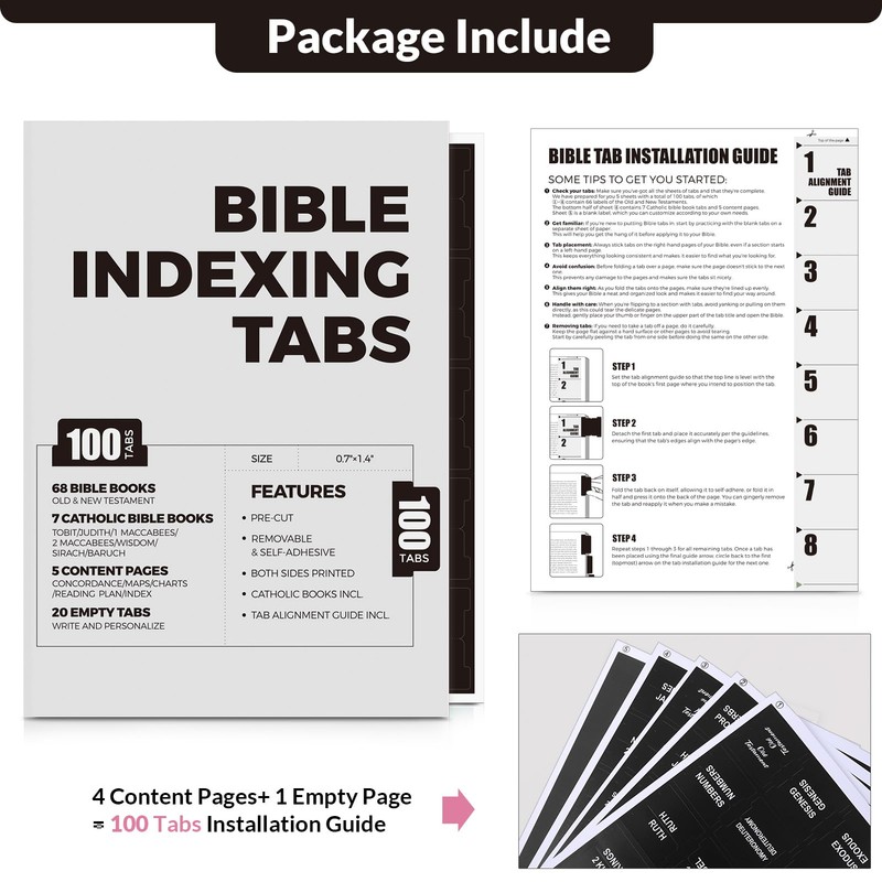 SKYDUE Bible Tabs - 100 Laminated Tabs for Women and