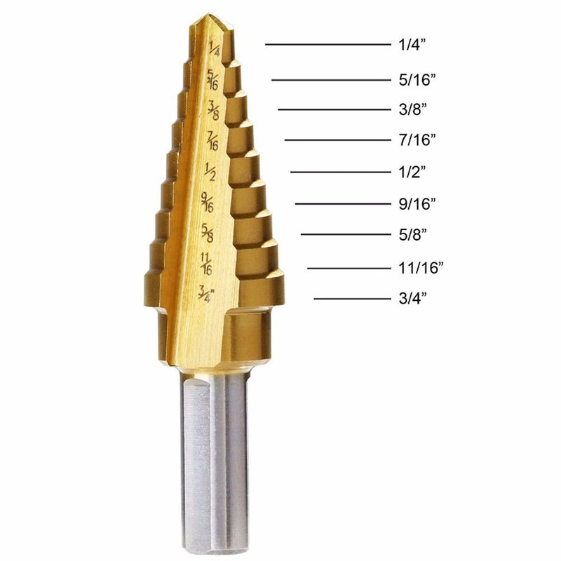 NUZAMAS 3 HSS Titanium Step Drill Bit Set with Automatic