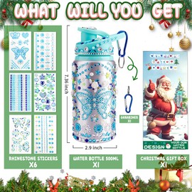 Christmas Stocking Stuffers for Girls, Decorate Your Own Water Bottle Kits for Girls, Christmas Gift for Girls Age 5-7-8-10, Fun DIY Arts and Crafts Toy Kit, Girl Christmas Birthday Gift Ideas(Green)