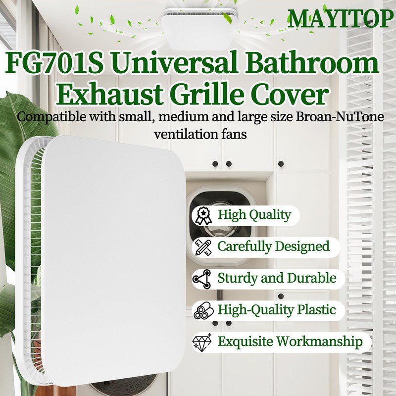 FG701S Universal Update Bathroom Fan Cover with Springs Compatible with