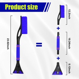 Dickno 24 Inch Car Snow Scraper and Brush, Detachable Scratch Free Ice Scraper with Ergonomic Foam Grip, Universal Winter Snow Removal Tool for Car Windshield Window (Blue)