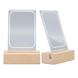 Warm Color Light Up Picture Frame, 3 Inch Acrylic Plaque with Wooden Display Stand, for Card Holder, Tabletop Sign Holder, Menu Card Holder