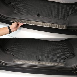 YIWANG For Land Rover Defender 90 110 2020-2022 Car Styling ABS Black Car Rear Bumper Plate Cover Trim Stickers for Defender Auto Accessories (Style 4-Silver Stainless)